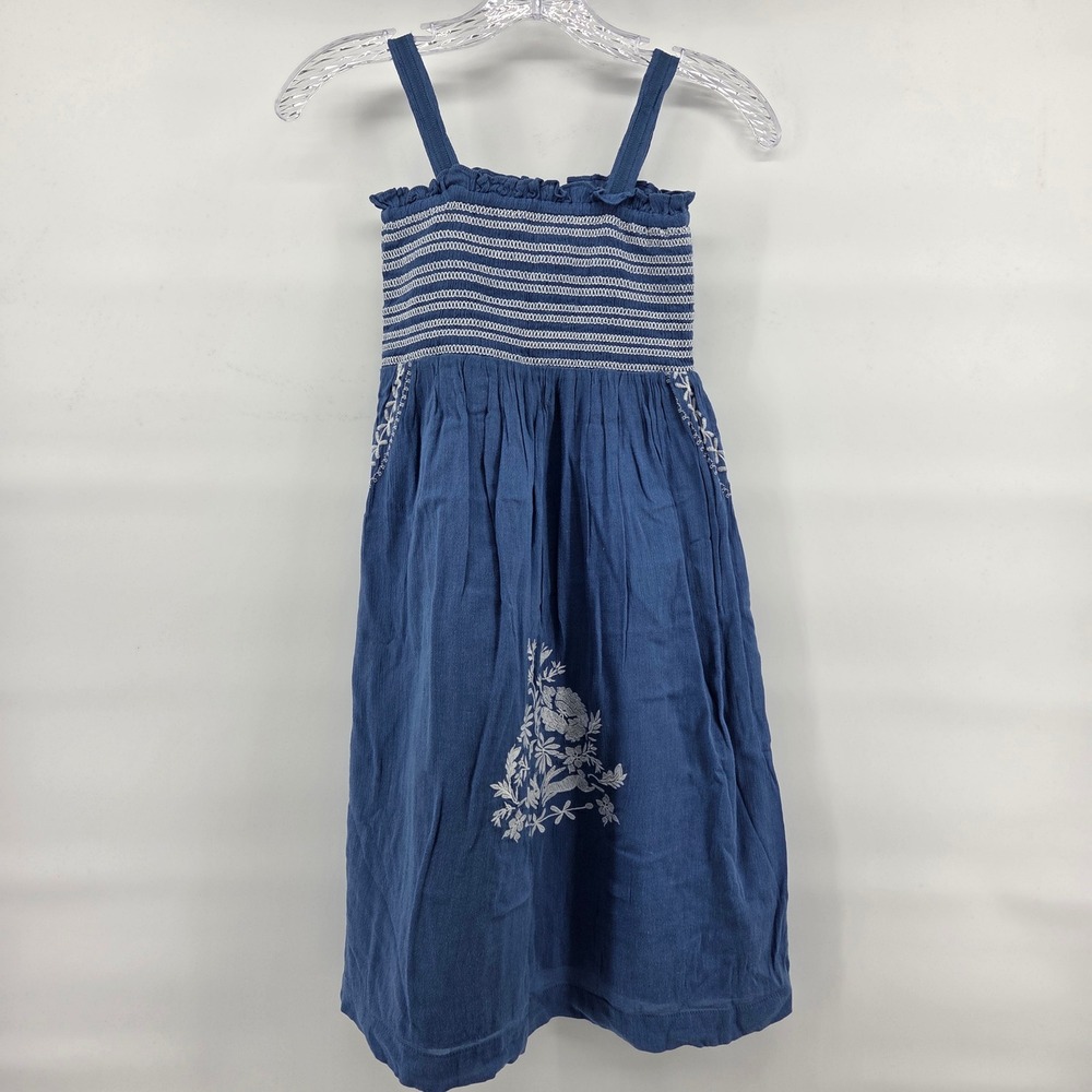 Gap Sarah Jessica Parker Dress Kids L 10 Blue Smocked Floral‎ Rabbit Cottagecore